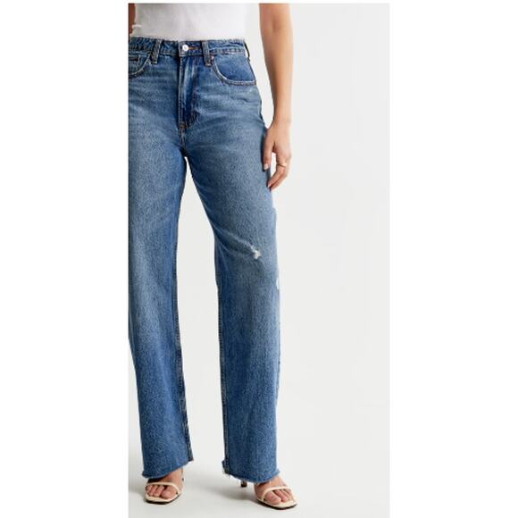 Abercrombie & Fitch Denim - Abercrombie & Fitch The Loose High Rise Curve Love Loose Jeans Blue Size 32